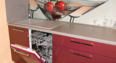 Втроенная посудомоечная машина под мойкой кухи